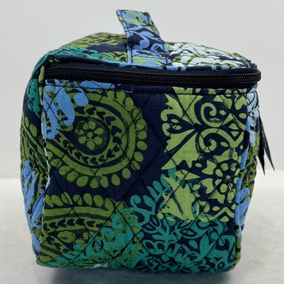 Vera Bradley Quilted Cosmetic Bag Blue Green Caribbean Sea Travel Organizer - Picture 6 of 16
